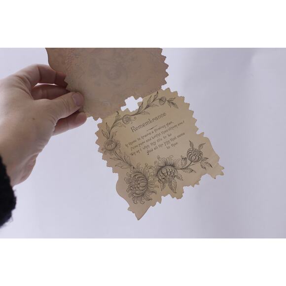 Victorian Valentine Girl in Floral Heart Frame, Used Greeting Card - Picture 2 of 3